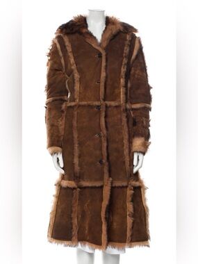 Hugo Boss Lambskin Fur Jacket Brown Shearling Long Coat - Women
